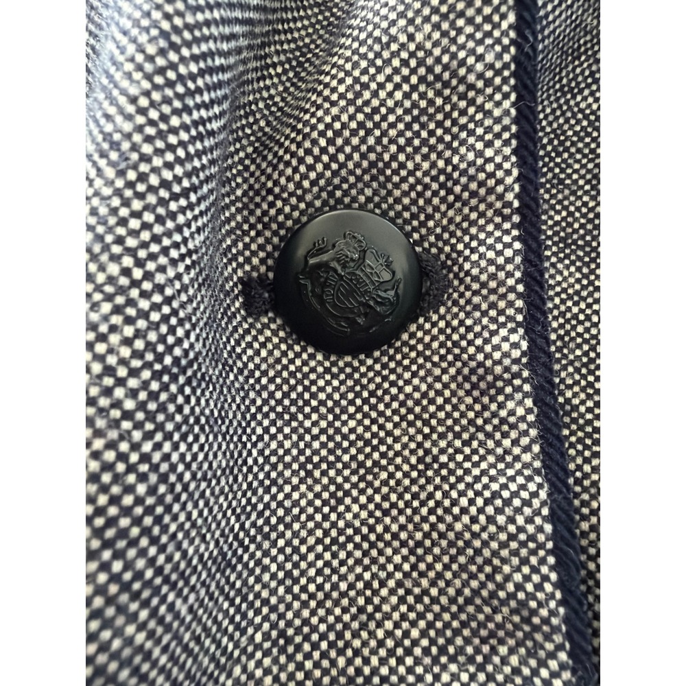 Gap The Academy Blazer Womens 6 Tall Grey Navy Elbow Patches Piped Trim Crest - Picture 6 of 8